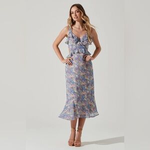 ASTR Wildflower Ruffle Cutout Midi Dress size XS